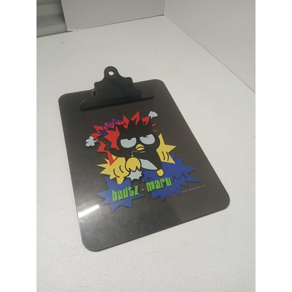 Vintage 1998‎ Sanrio Badtz-Maru Clipboard Smoke Grey Acrylic Retro 90s Rare